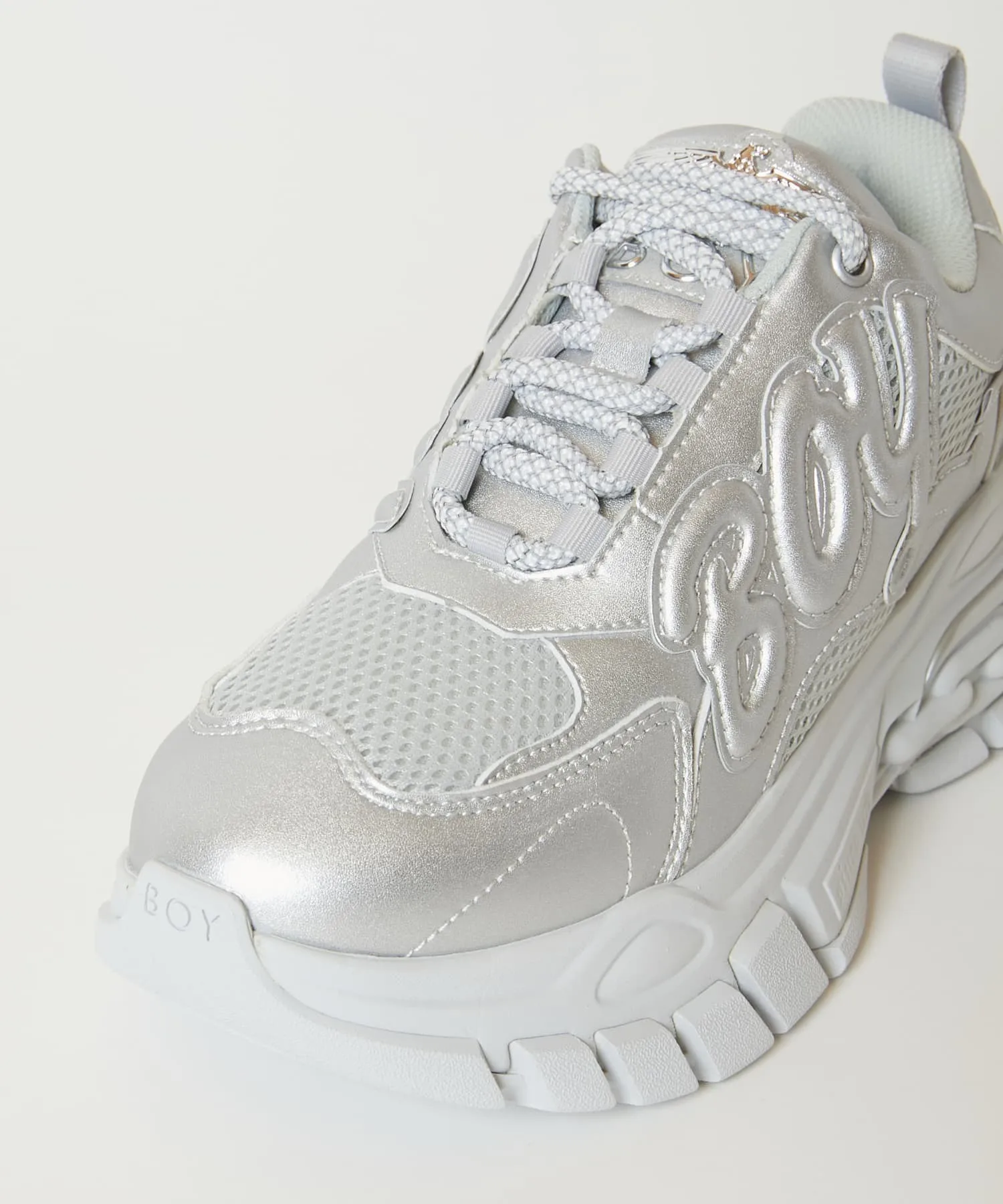 Мужские кроссовки на платформе BOY LONDON SILVER серебряные — фото 2