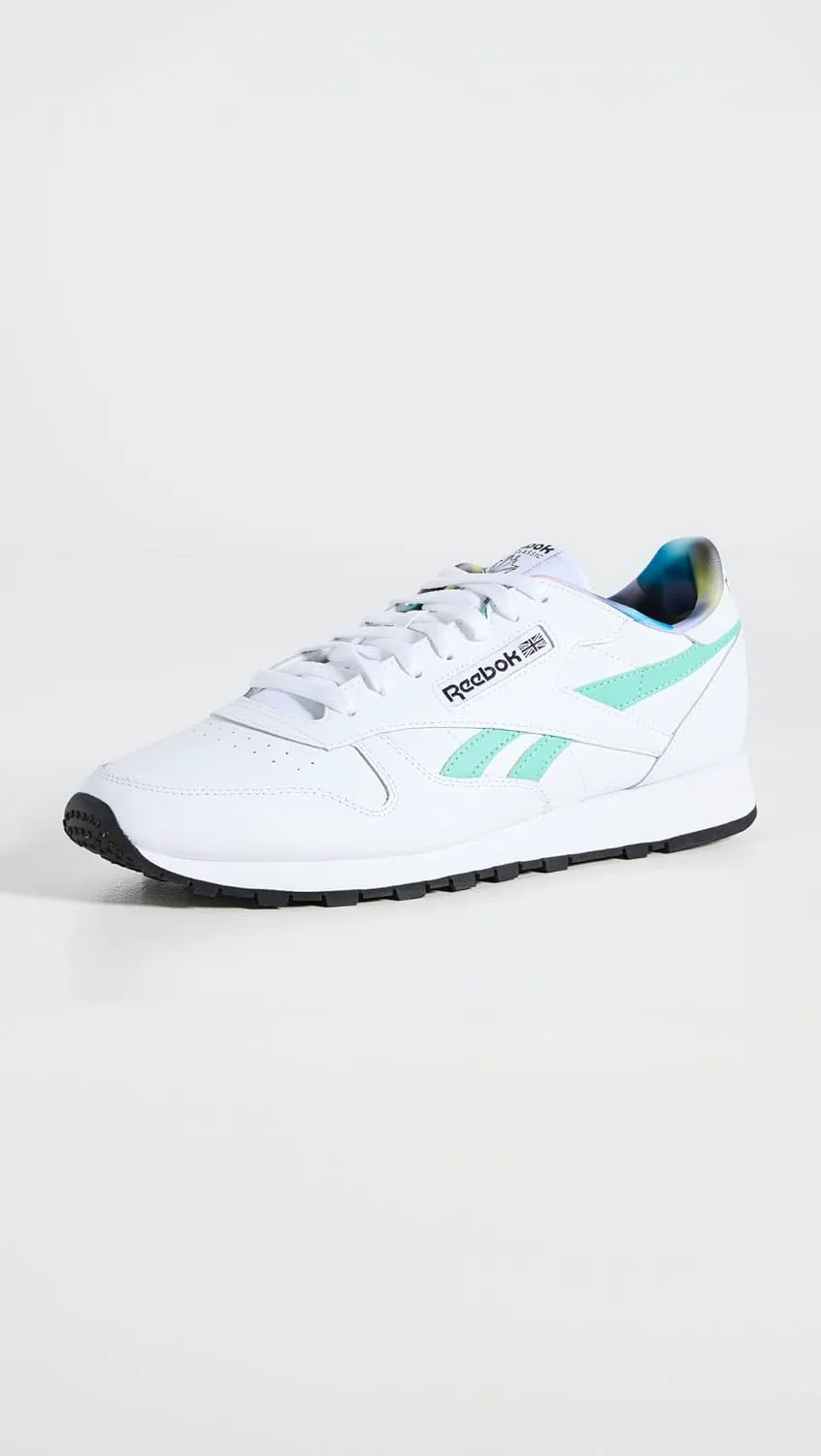 Reebok Классические кожаные кроссовки для взрослых, унисекс V1, белый/сиреневый — фото 2