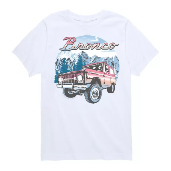 

Футболка с рисунком Ford Bronco Mountain для мальчиков 8-20 лет Licensed Character, белый