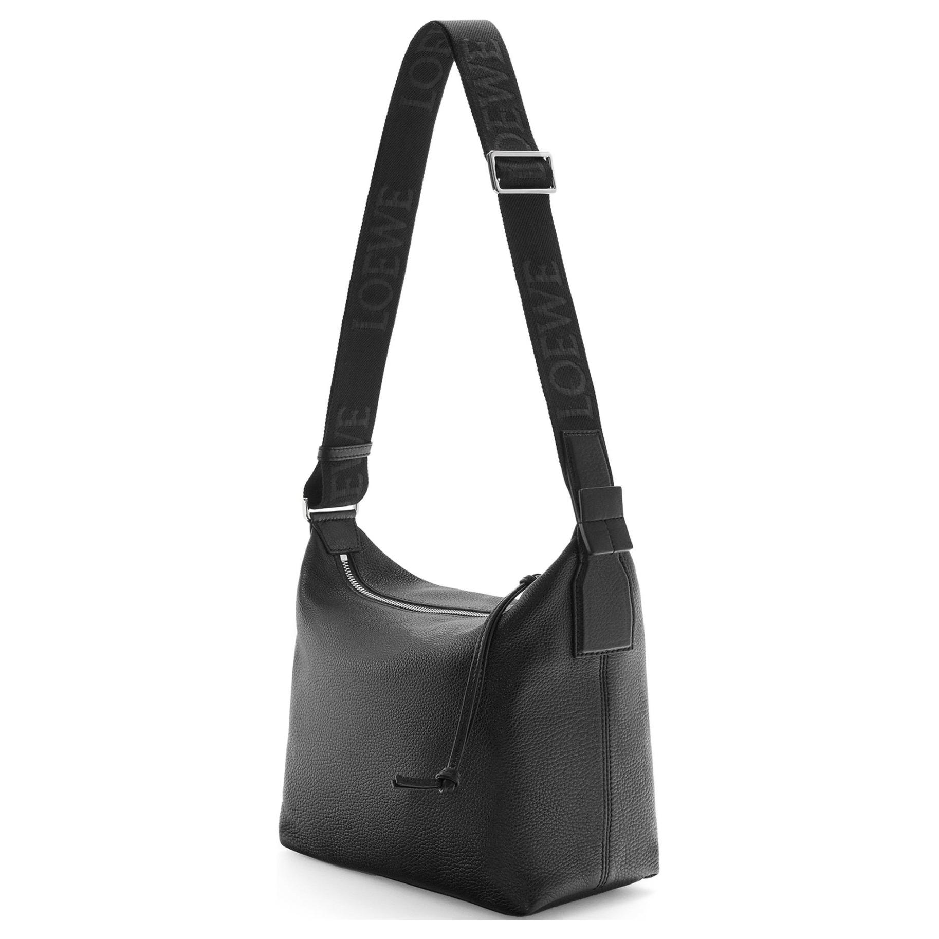 LOEWE Cubi Grain Calfskin Crossbody Bag, Shoulder Bag Small Unisex Black — фото 2