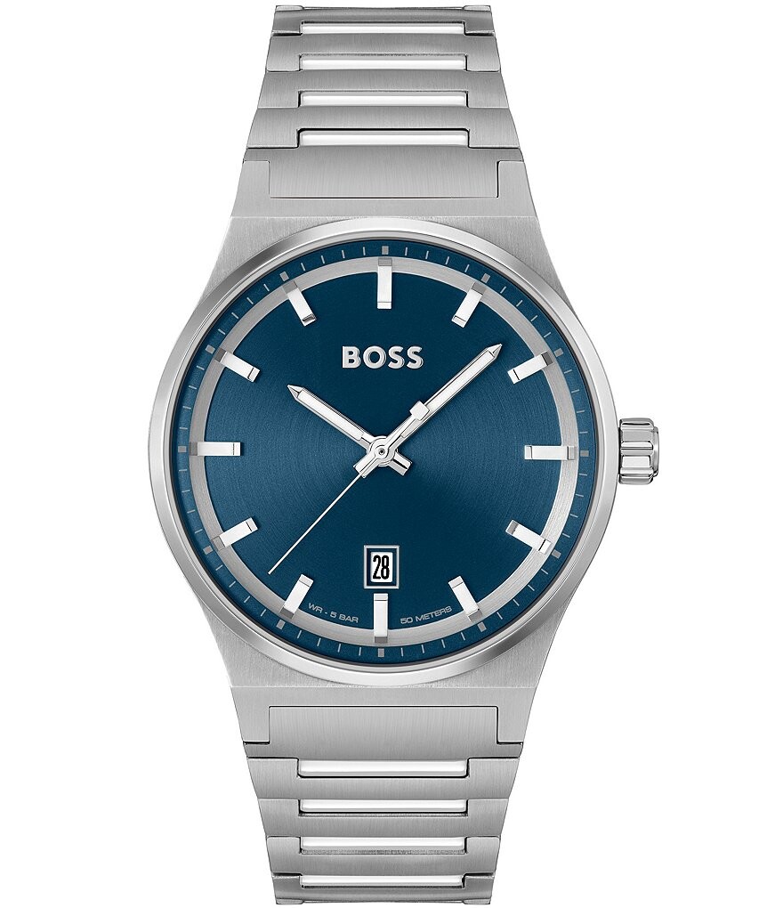 

Мужские кварцевые аналоговые часы Hugo Boss Candor с браслетом из нержавеющей стали, серебро