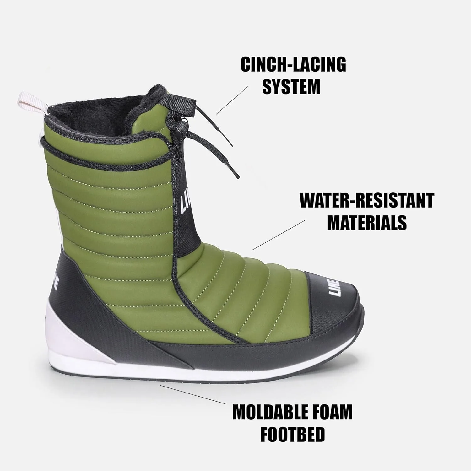 Ботинки LINE унисекс для взрослых Bootie 2.0 | Теплые, водонепроницаемые зимние ботинки для катания на лыжах с литой стальной основой из пеноматериала и системой шнуровки, зеленый — фото 3