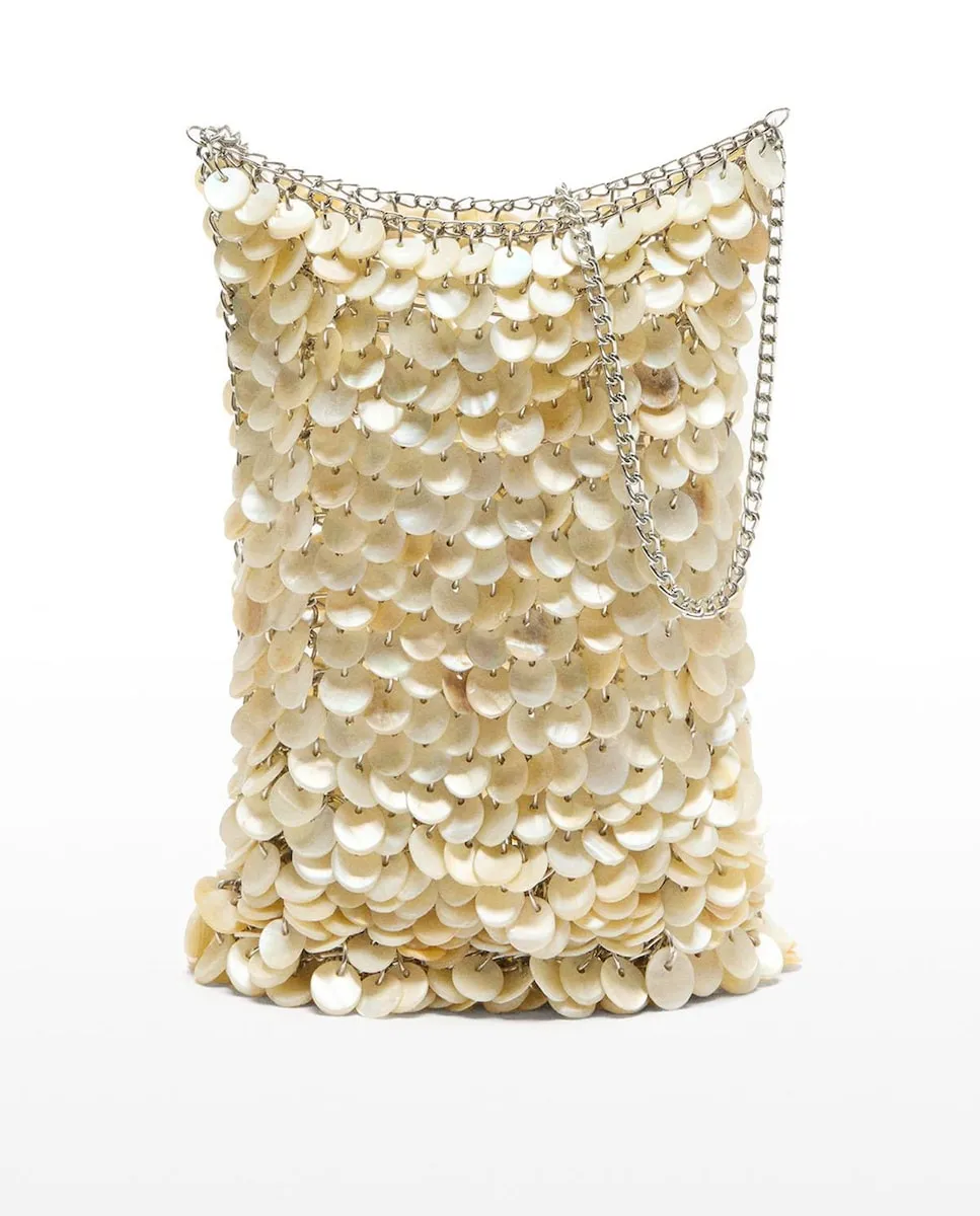 

Сумка для вечеринки, трансформирующаяся в сумку через плечо, с декоративными бусинами и металлическими цепочками Parfois, пастельно-розовый