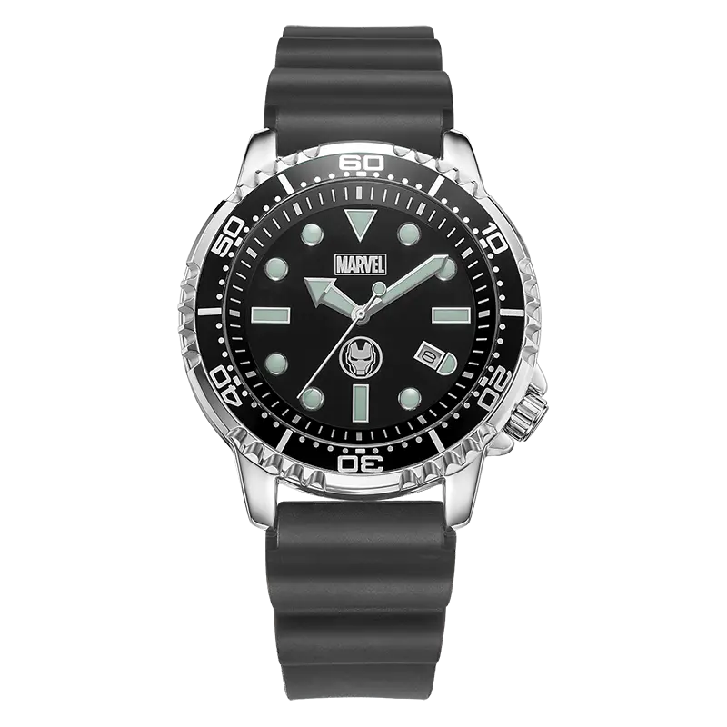

MARVEL Часы Iron Man Series Quartz Movement Silicone Strap Watch Men's Watch Black Dial M-9305B