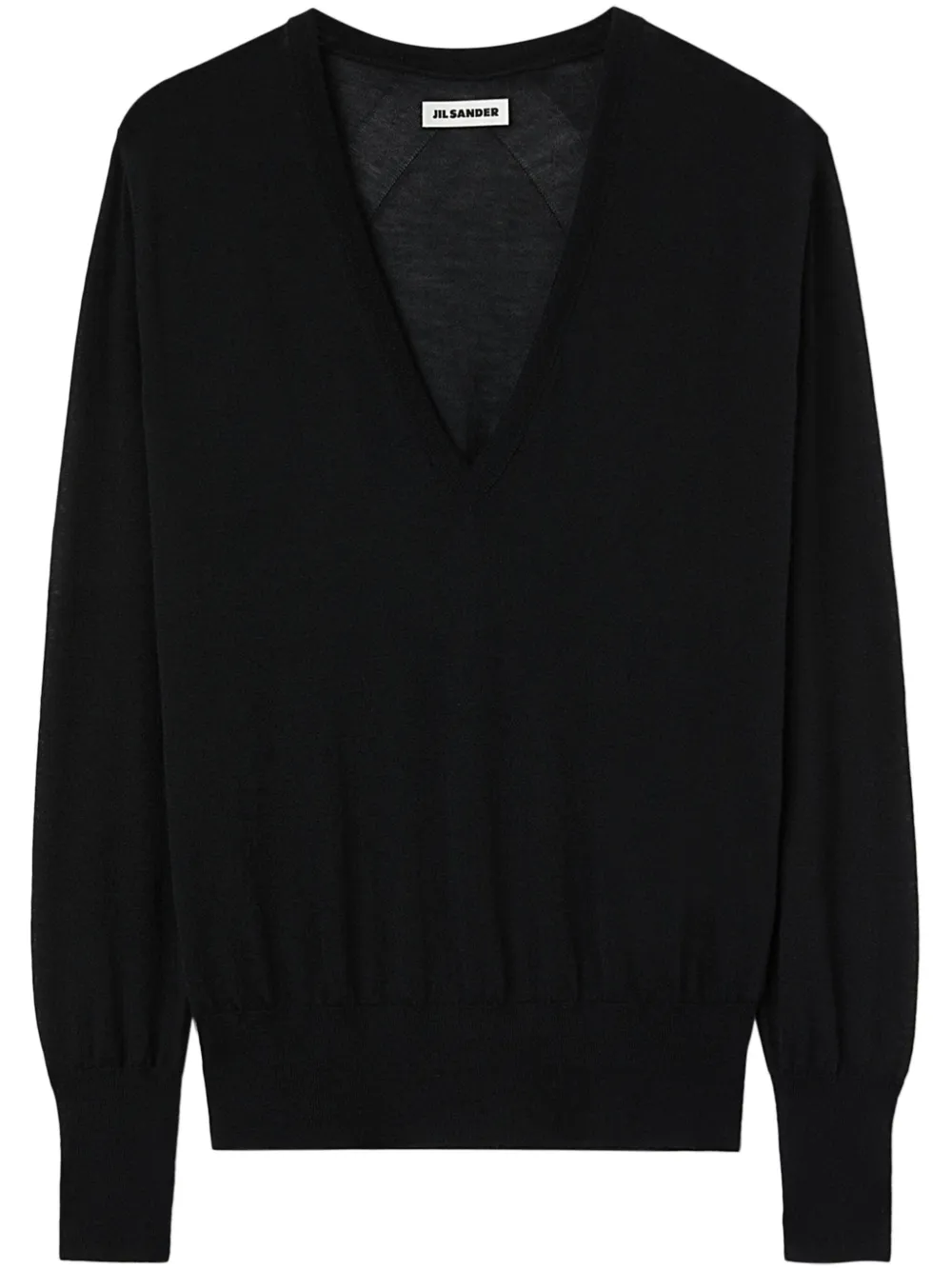 

Кашемировый топ с V-образным вырезом JIL SANDER, черный