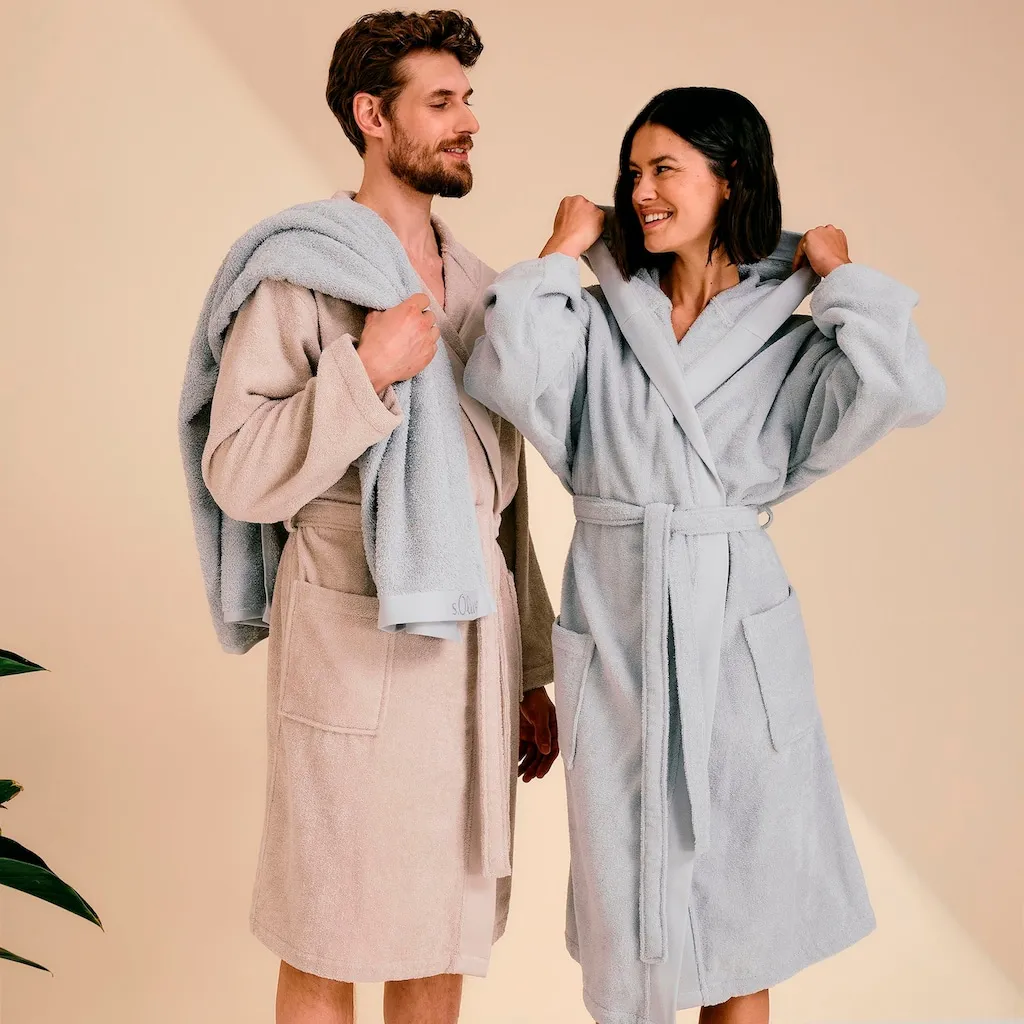 

S.Oliver Халат для купания s. Oliver Банный халат, идеально для сауны и спа, отельный халат 1 шт., капюшон с утонченным логотипом S.Oliver, Natur