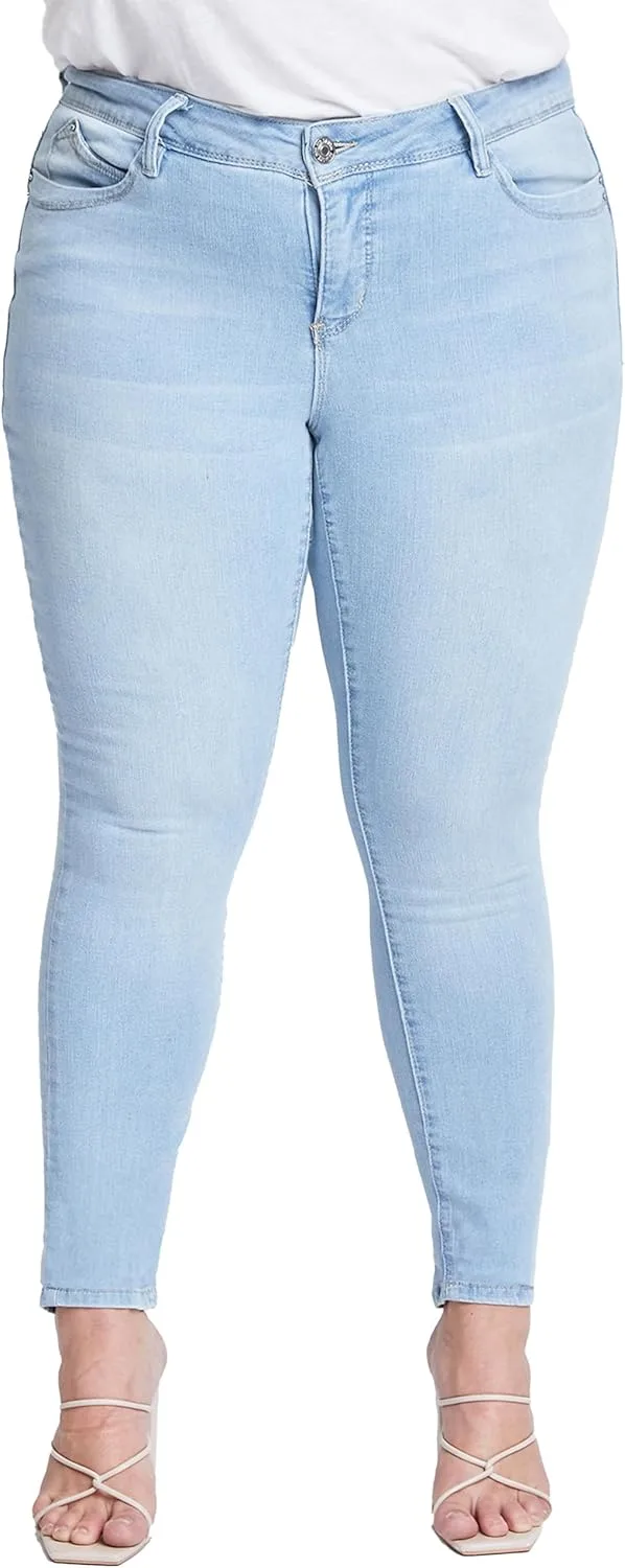 

Royalty for Me Women's Plus Size Wannabettabutt High Rise 1 Button Skinny Jean