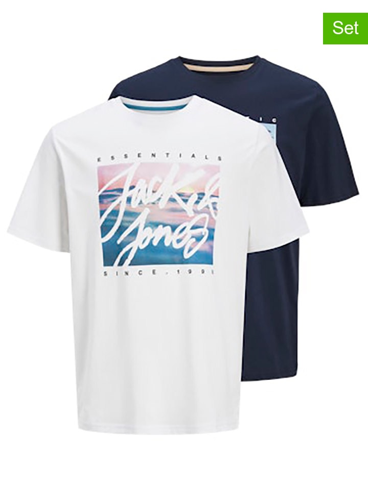 

Футболка Jack & Jones, цвет weiß/dunkelblau