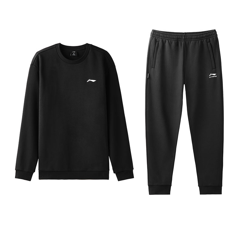 

LiNing Повседневная спортивная одежда унисекс, черный top+черный pants