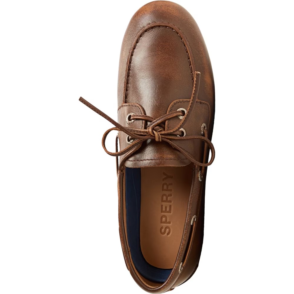Тонкие кожаные туфли-лодочки Sperry, коричневый — фото 4