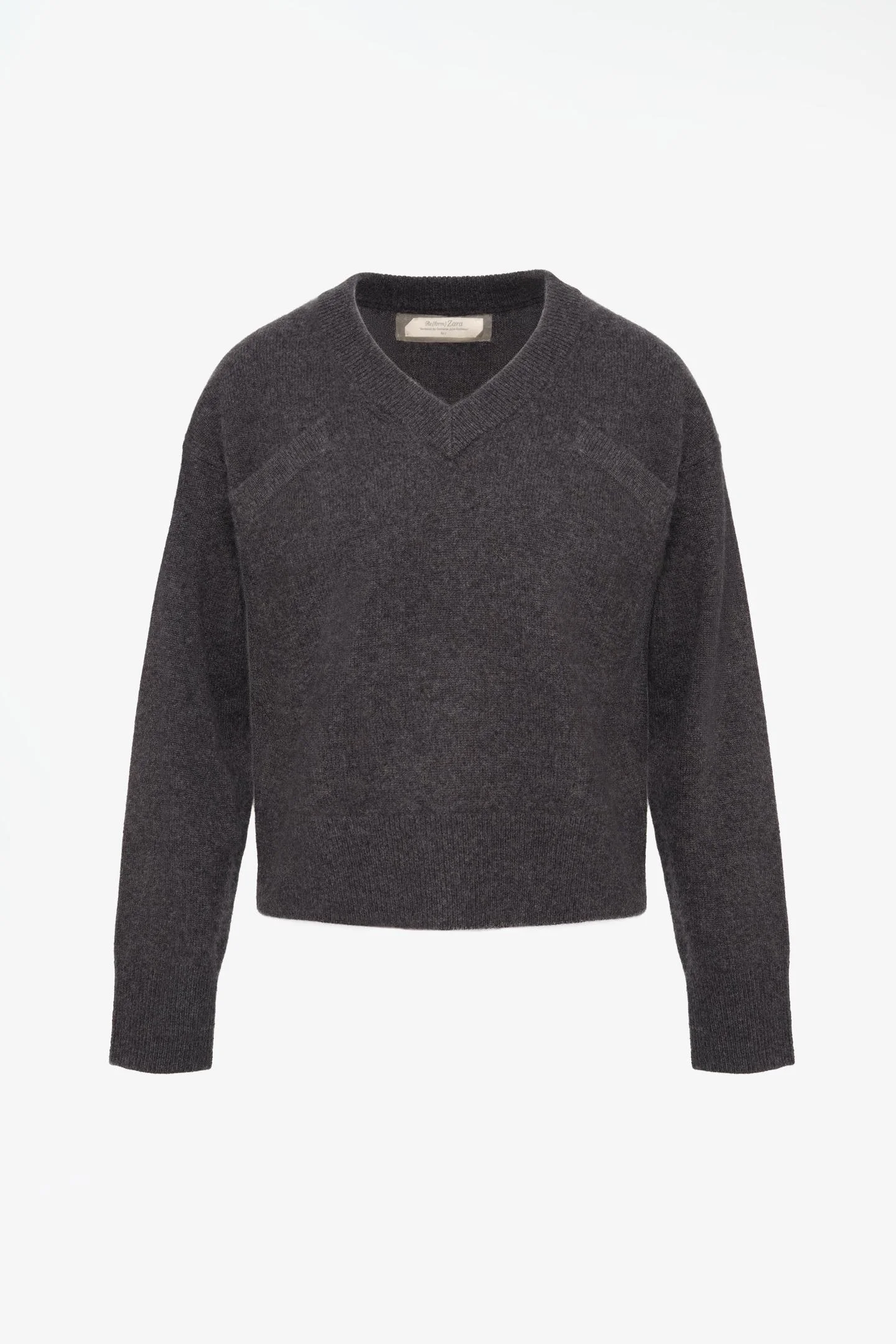 Джемпер Zara из кашемира с V-образным вырезом, графитовый
