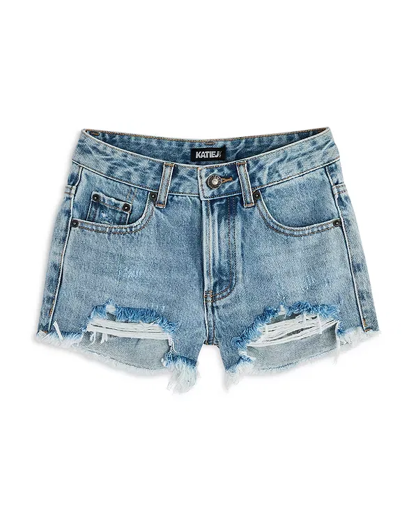 Детские шорты для девочек джинсовые с потертостями California Love KatieJ NYC, Light Wash Denim