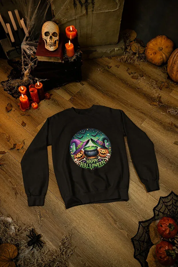 Детские свитшот для девочек с принтом Happy Halloween Magors, Black