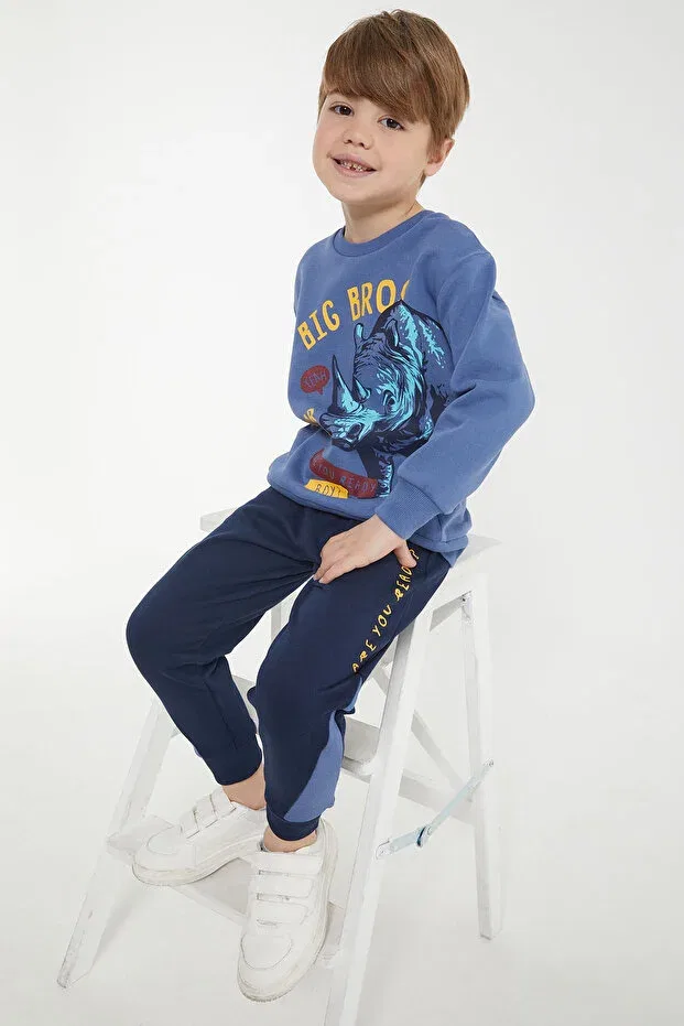 Детский спортивный комплект для мальчиков с принтом Rolypoly big bros blue boy tracksuit set Roly Poly, Blue — фото 3