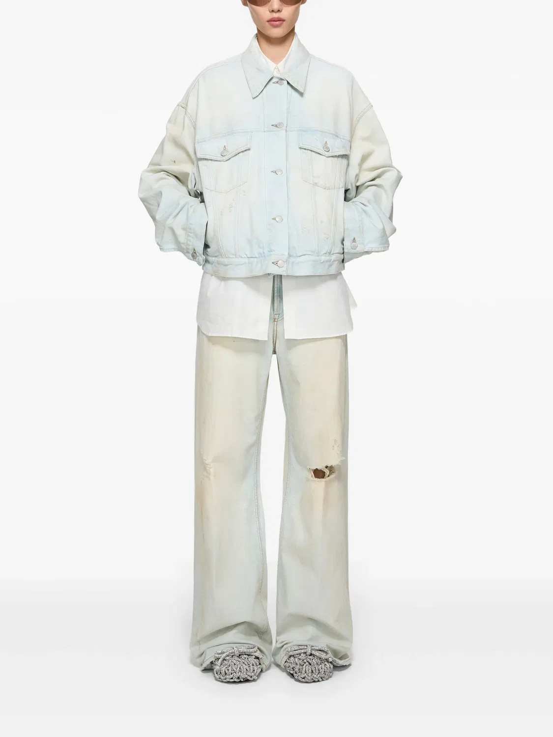 Джинсовая куртка светло-голубого цвета Acne Studios, синий — фото 2