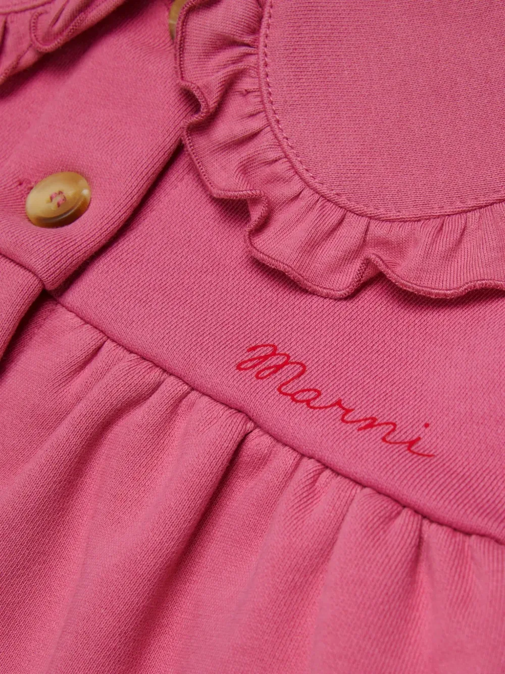 Куртка с оборками и вышитым логотипом Marni Kids, розовый — фото 4