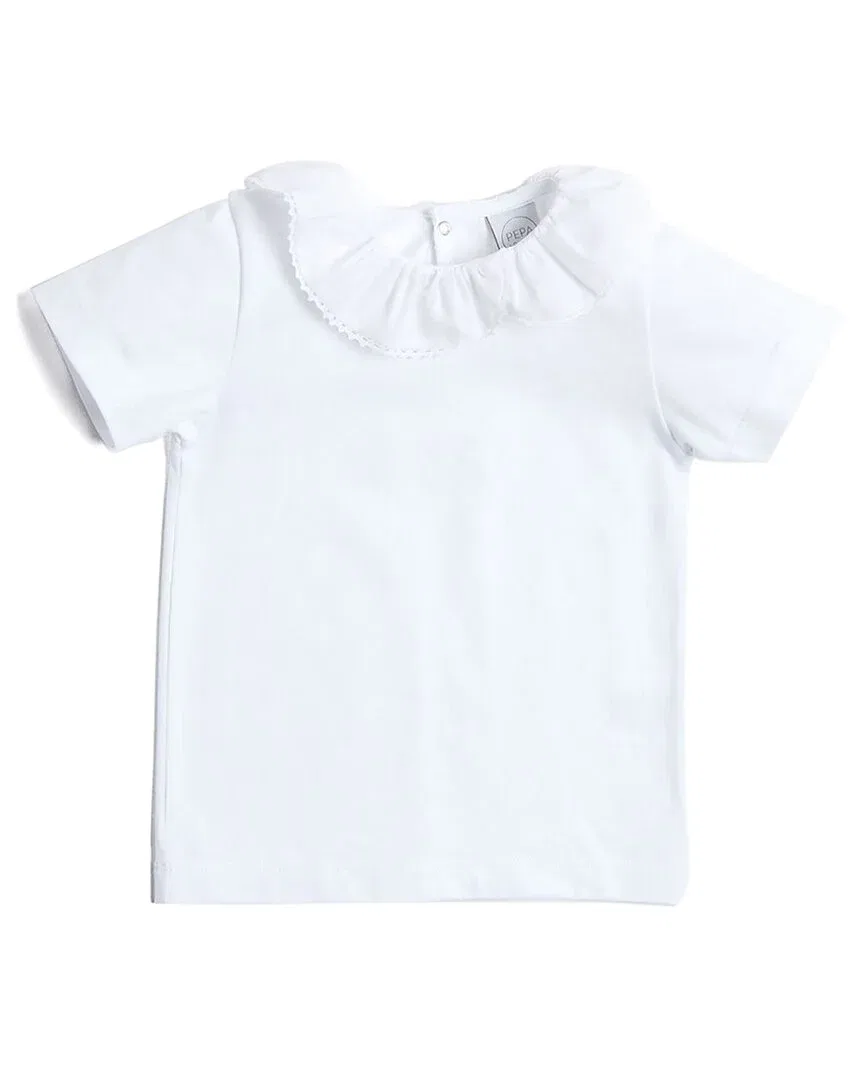 Детская футболка для девочек с кружевной отделкой Piculina Trim Top Pepa London, White