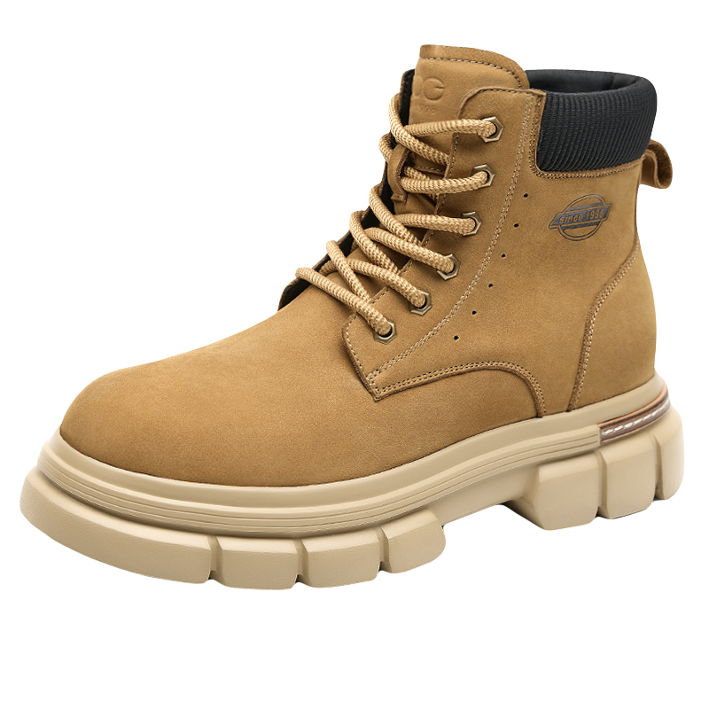 

GOG Утепленные ботинки мартин с флисовой подкладкой мужские желто-коричневые с увеличенной высотой на 8 см, цвет Yellow Brown, Height Increasing 8cm