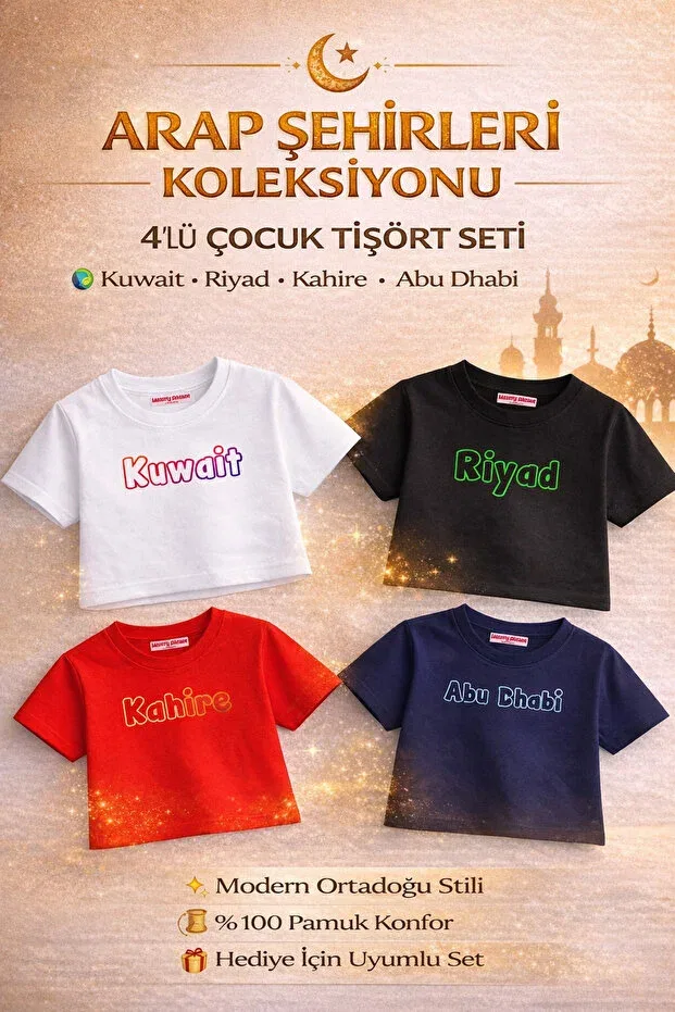 Детский комплект футболок для девочек с принтом City core arabia Rabona Fashion, Assorted Colors
