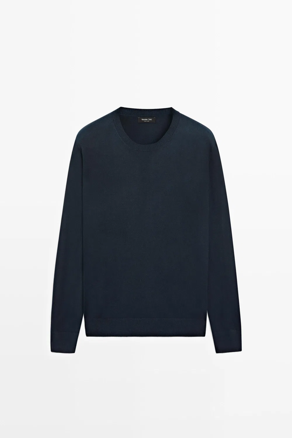 Свитер Massimo Dutti Cotton Blend Knit, темно-синий — фото 2