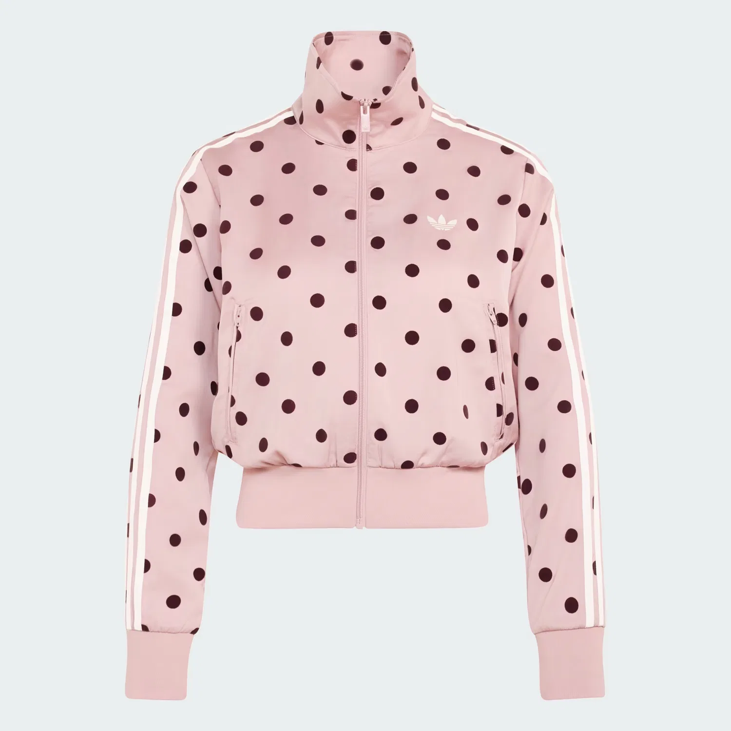 Женская спортивная куртка на молнии из атласа в горошек Satin Polka Dots TT Track Top Adidas Originals, Dual Lilac — фото 4