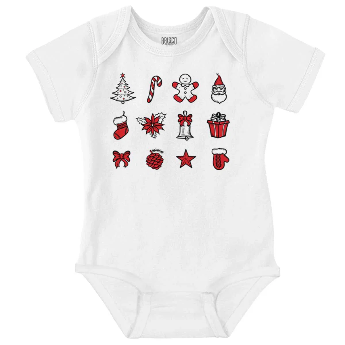 Детский боди-комбинезон с принтом Classic Christmas Holiday Ornaments Brisco Brands, White