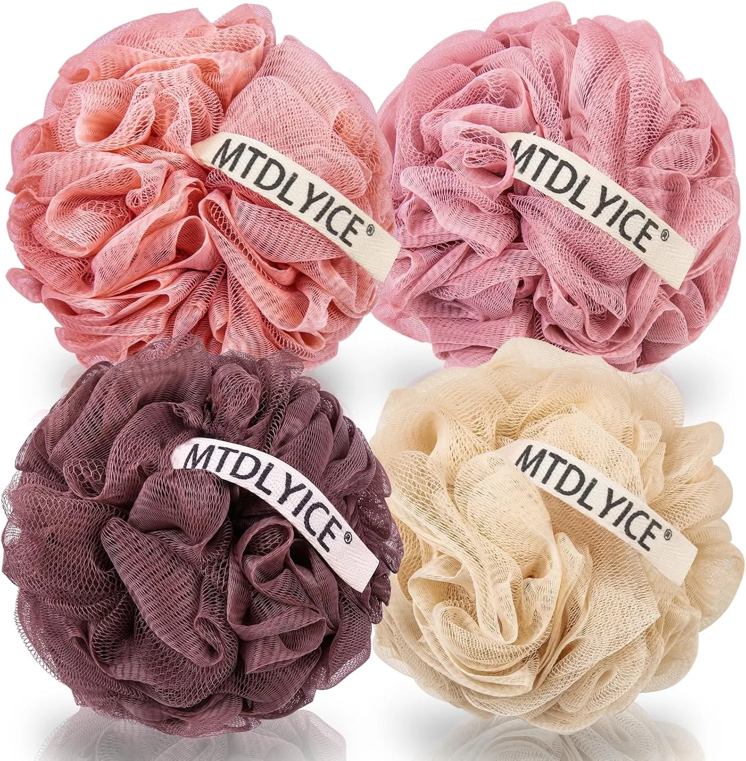 Мочалка для душа XXL 100г 4 шт, MTDLYICE, Red Earth