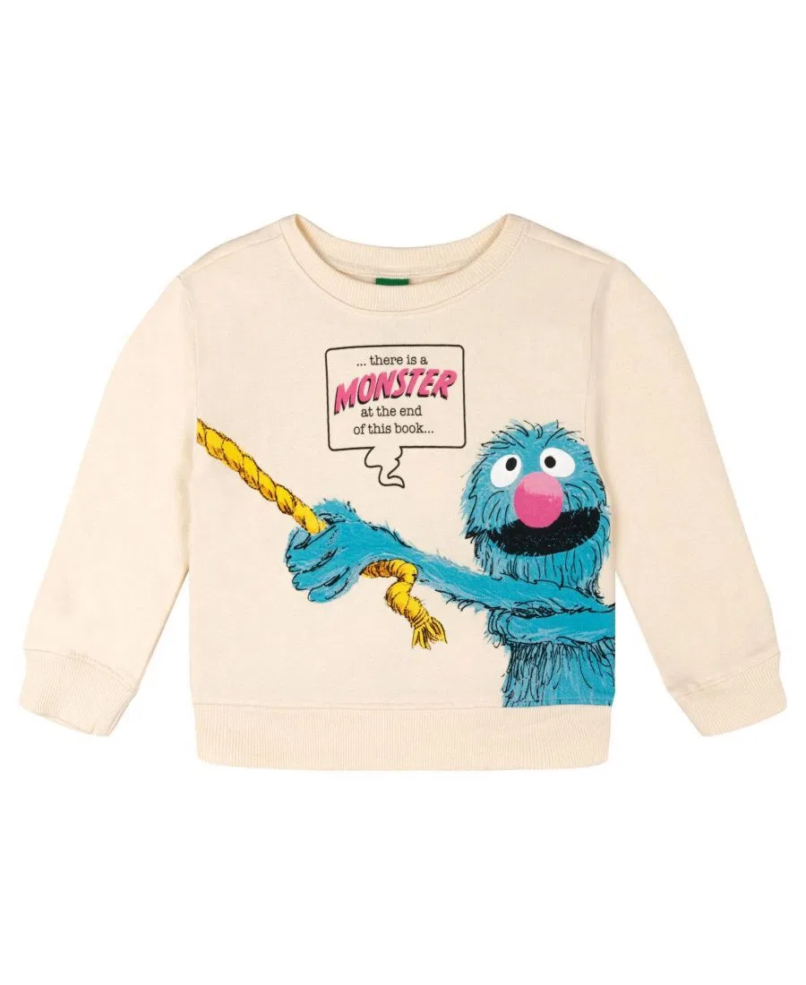 Детский свитшот с принтом The Monster at the End of This Book Sesame Street, Grover Off White — фото 2