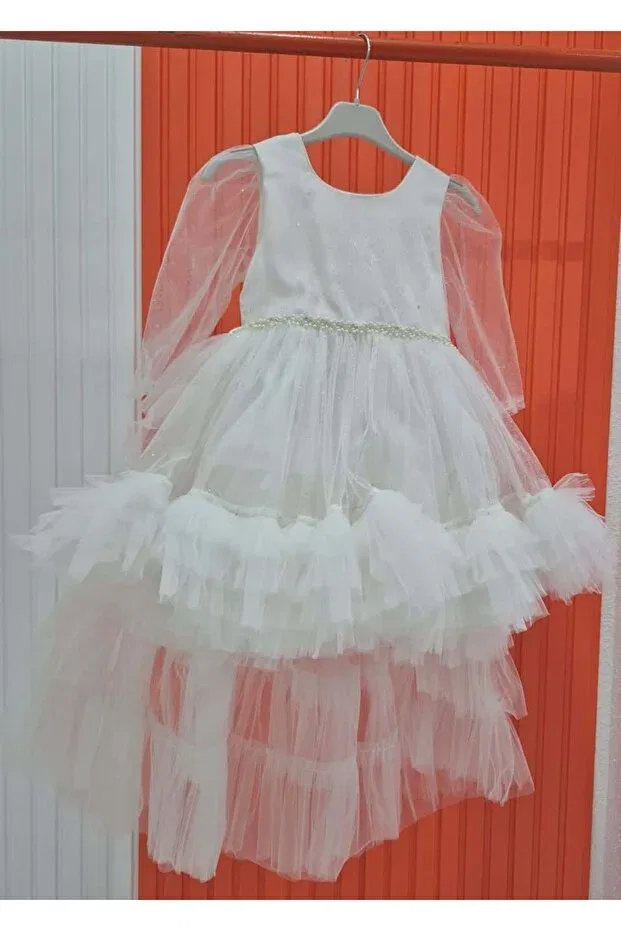 Детское платье для девочек без рукавов Sparkly angel sleeve princess dress Scz, White — фото 2
