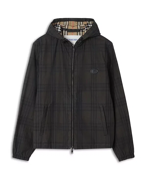 Мужская куртка с капюшоном Newport Twill Plaid Hooded Jacket Burberry, Sand Ip Check