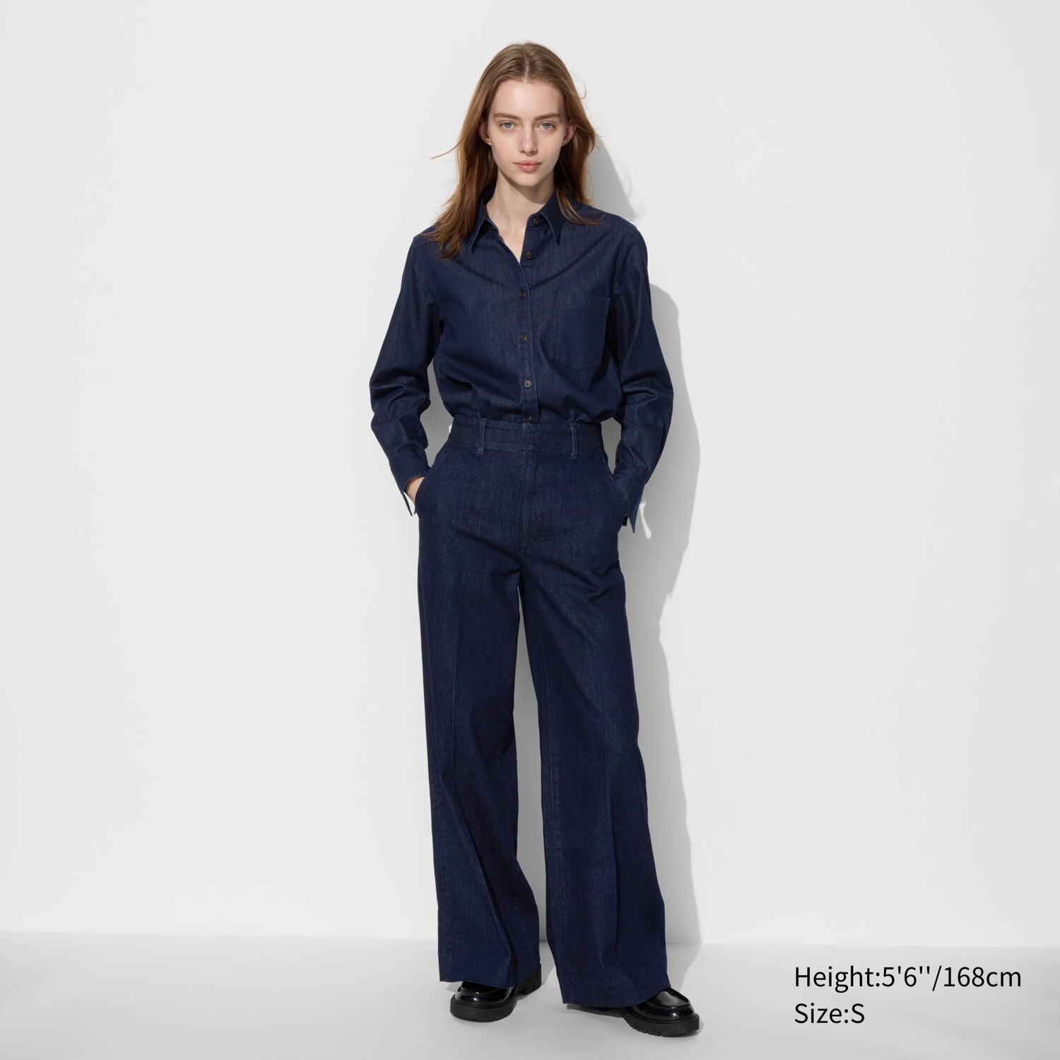 

Широкие джинсы UNIQLO, темно-синий