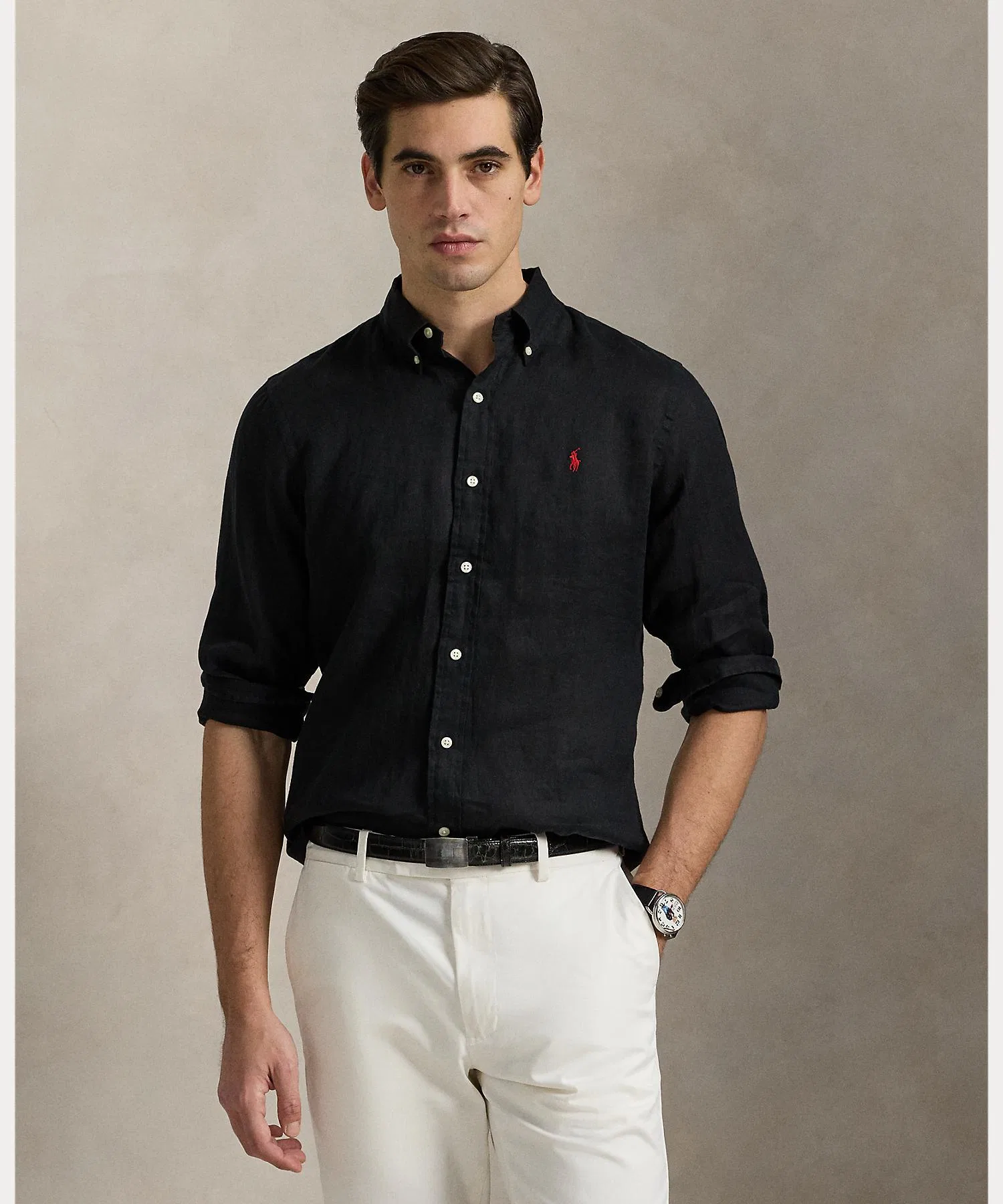 Мужская льняная рубашка POLO RALPH LAUREN чёрная