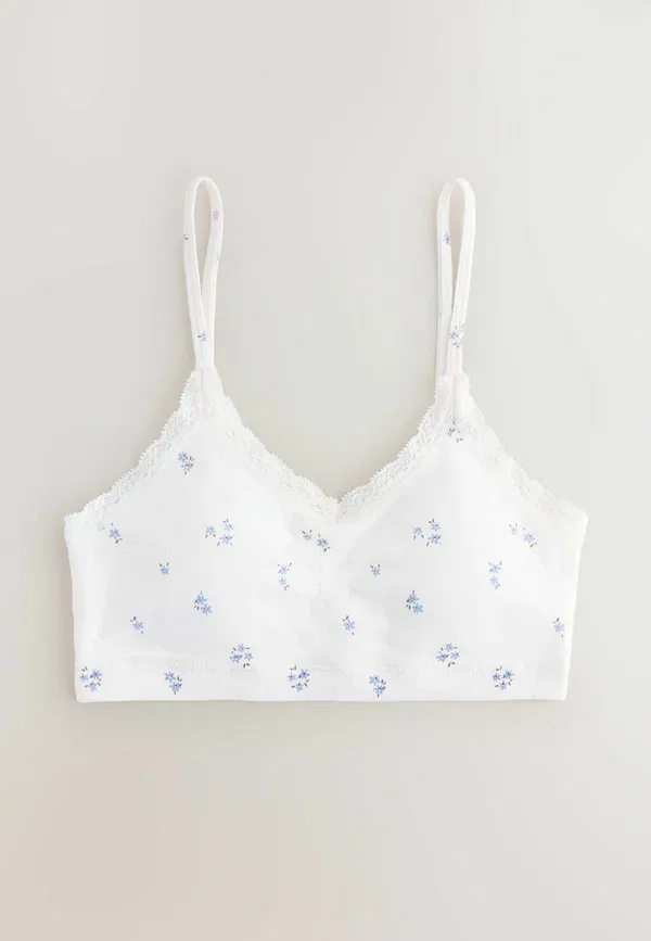 Топ с цветочным принтом Regular fit - seamfree strappy crop top, Next, White, белый/синий — фото 3