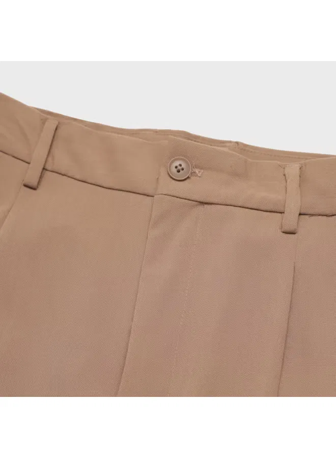 Брюки свободные со складками Zara, коричневый — фото 4