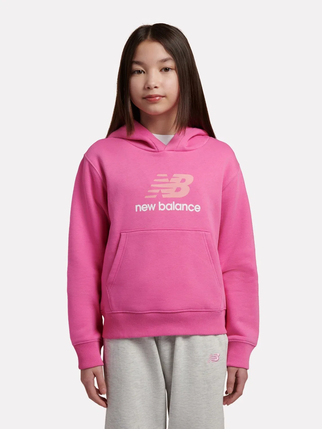 Худи New Balance Pink French Terry Stacked Logo, розовый