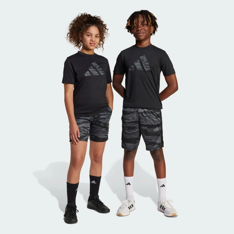 Детские шорты с камуфляжным принтом Train Essentials adidas, Черно-серый
