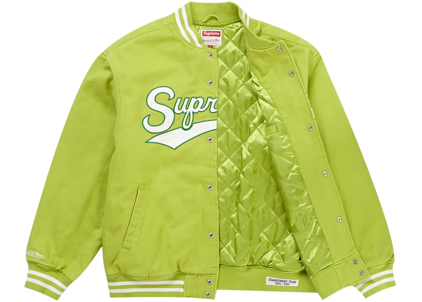 Мужская куртка-бомбер Supreme Mitchell & Ness Doughboy Twill Varsity Jacket, Green — фото 2