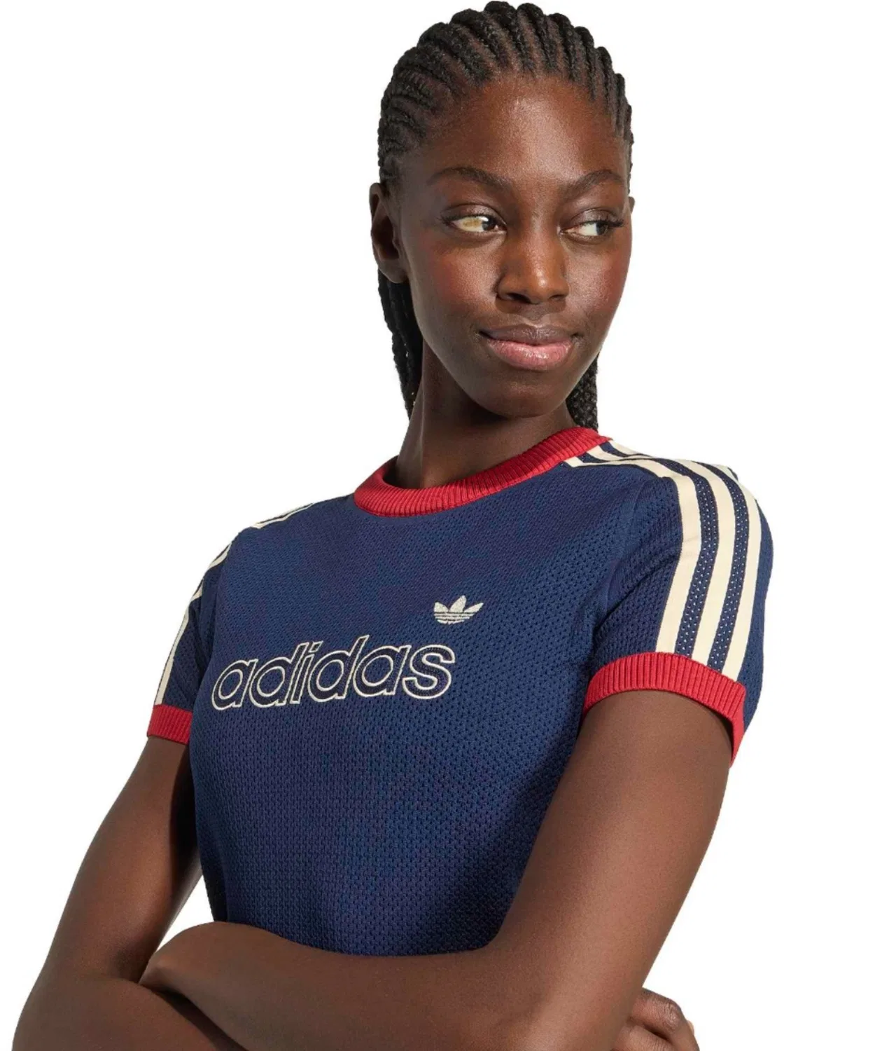 Женская футболка с коротким рукавом из сетки Adidas Mesh Cali Tee, Navy — фото 2