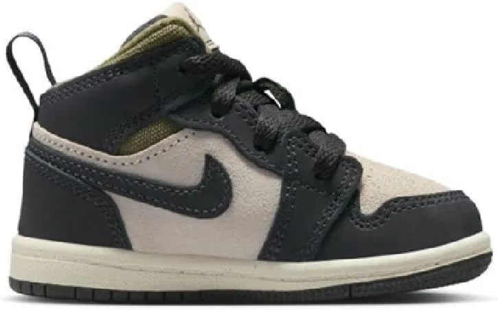 Детские кроссовки для мальчиков Jordan 1 Mid SE Nike, Light Orewood Brown/Medium Olive/Sail/Off Black — фото 2