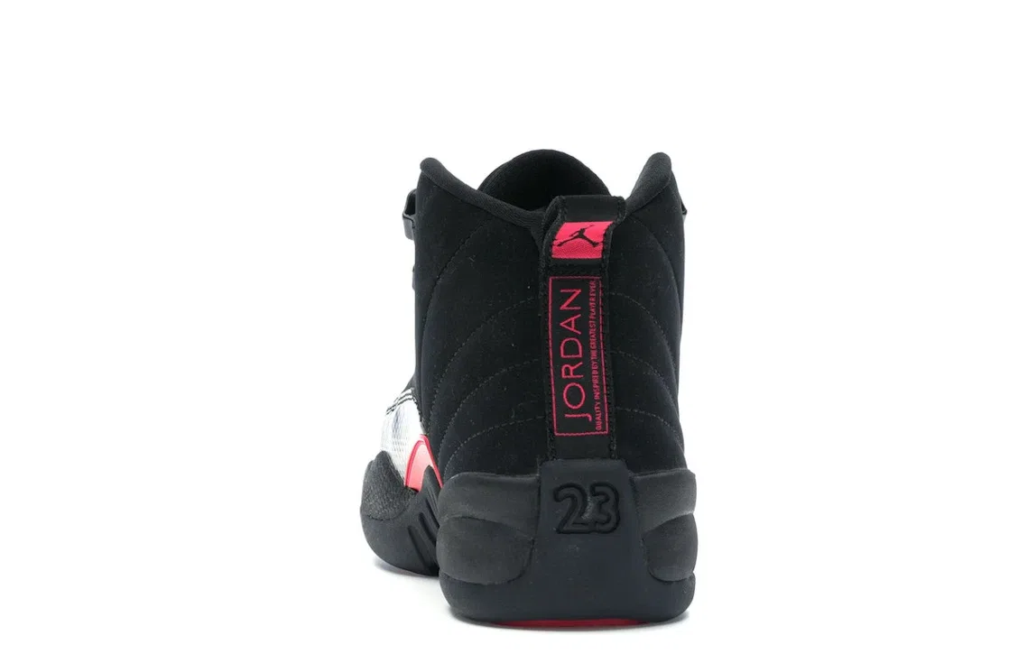 Детский баскетбольный кроссовок с длинным шнурованием Jordan 12 Retro Jordan, Черный/Темно-Серый-Раш-Пинк — фото 4