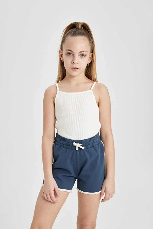 Детские шорты для девочек хлопковые Basics Defacto, Navy Blue — фото 4