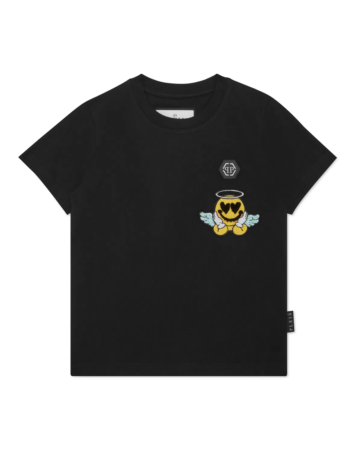 Детская футболка с коротким рукавом и нашивкой-смайликом PHILIPP PLEIN, черный
