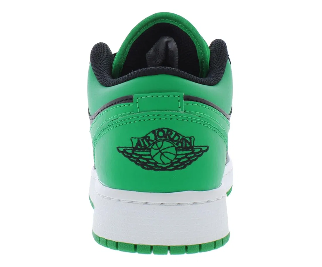 Детские кроссовки для мальчиков кожаные Air Jordan 1 Low (GS) NIKE, Black Black Lucky Green White — фото 4