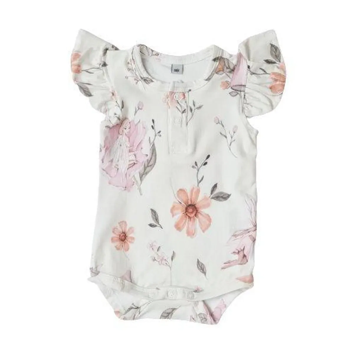 Детский боди с принтом Newborn Baby Fairy and Floral Minky Myles, White — фото 2