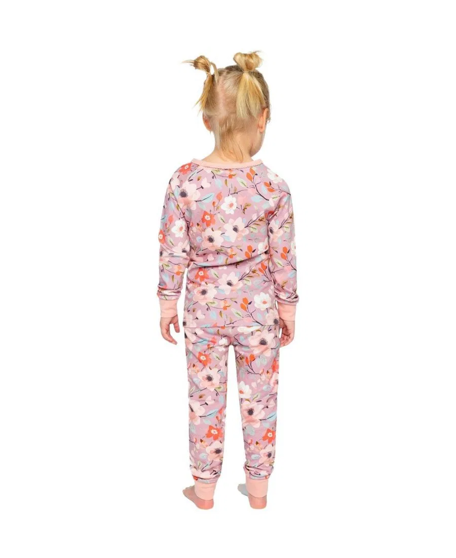 Детская пижама из хлопка с принтом, модель Floral Print Deux par Deux, Pink Printed Flowers — фото 2