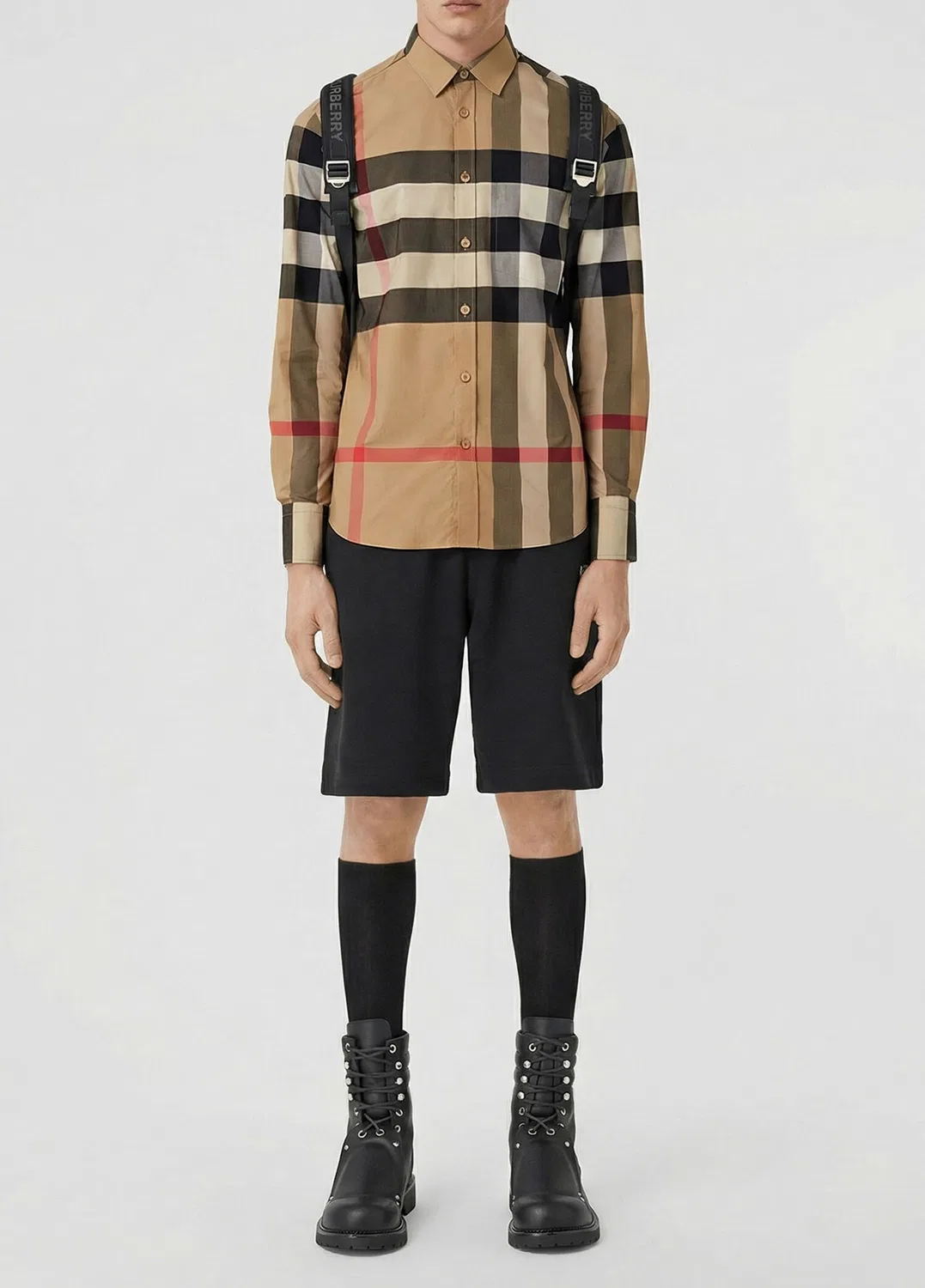 Рубашка Burberry Somerton Stretch Cotton Poplin, мужская, бежевый — фото 2