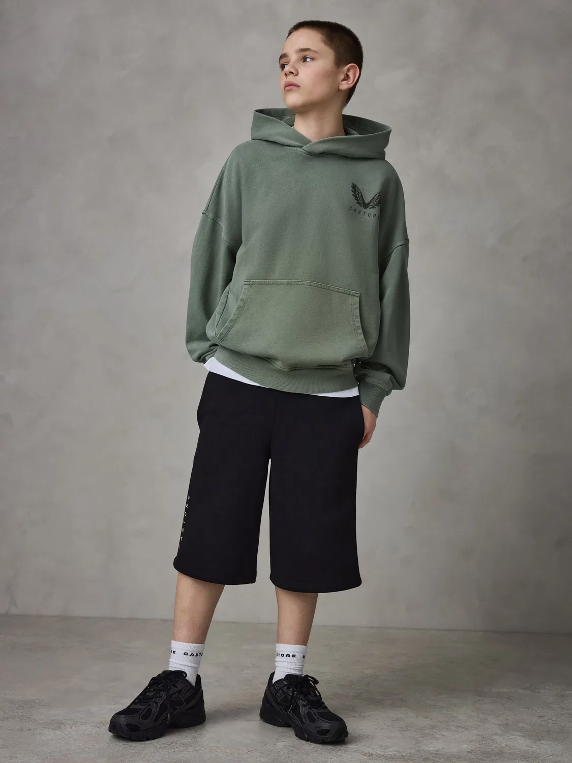 Худи оверсайз, хлопковое Castore Washed Khaki Logo Oversized Heavyweight Castore, хаки — фото 3