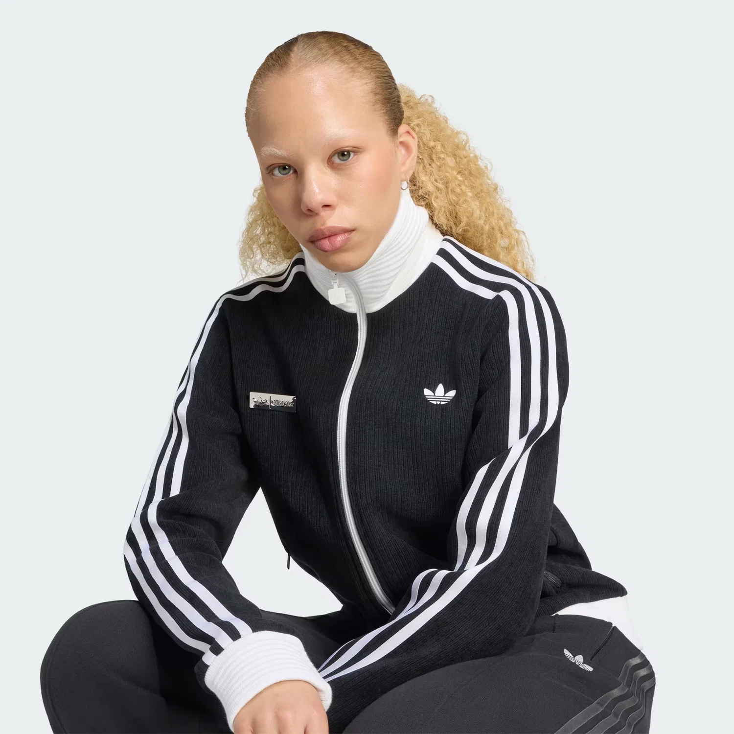 Женская олимпийка прямого кроя Jennie Fan OG Track Top Adidas Originals, черный — фото 4