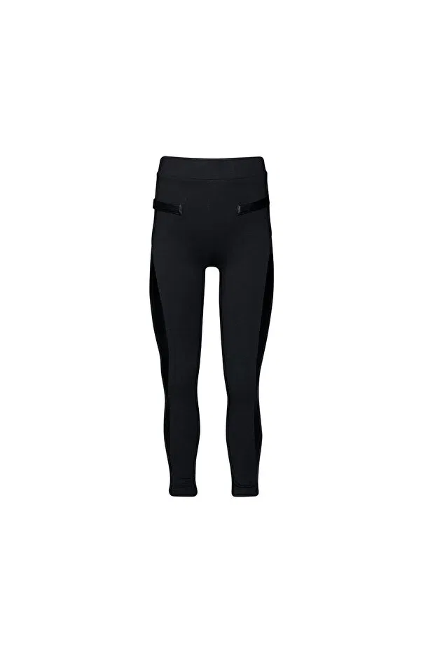 Детские леггинсы для девочек с кожаными вставками по бокам Lovetti, Black