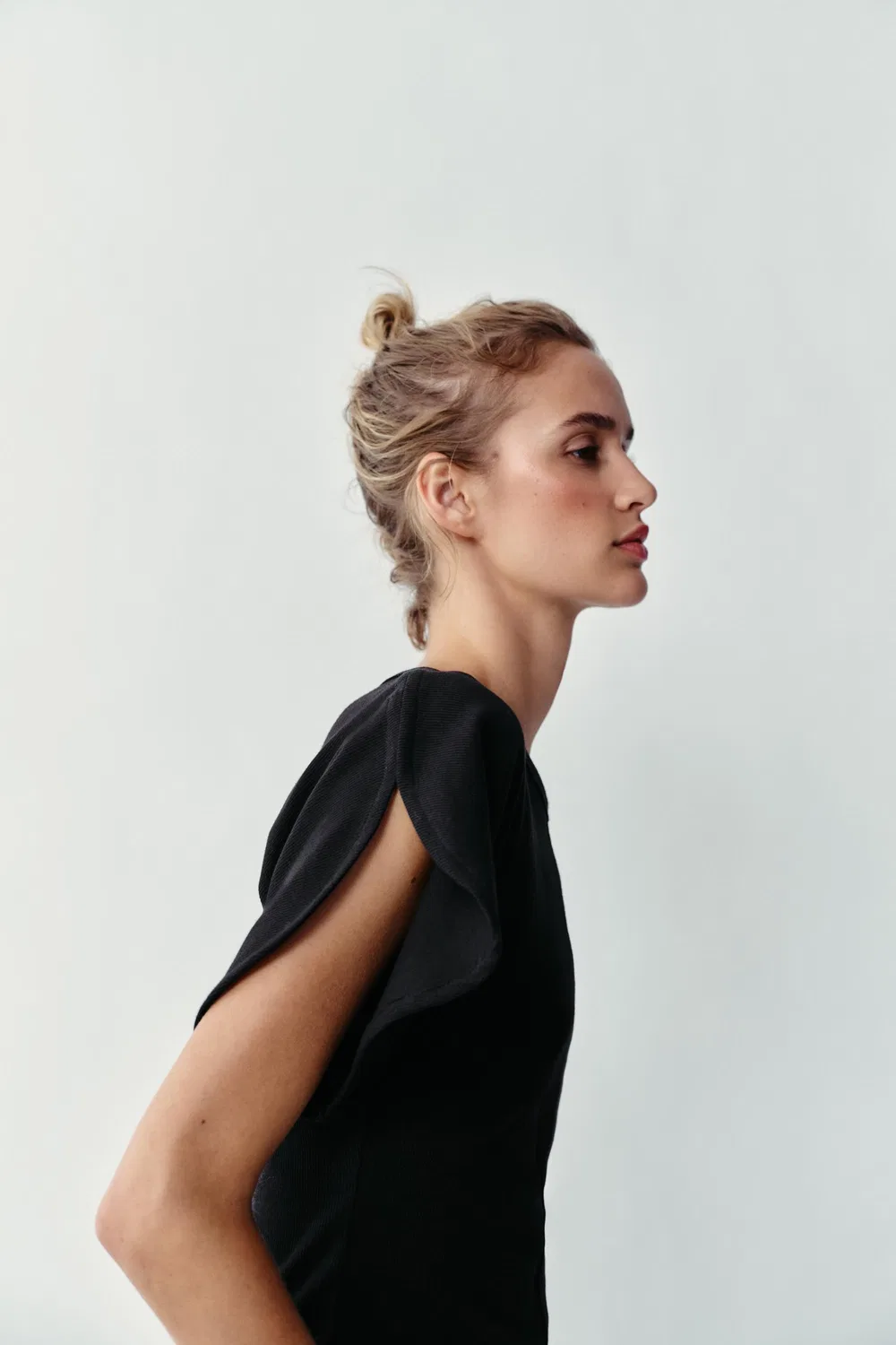 Футболка с широкими рукавами ZARA, Black — фото 4